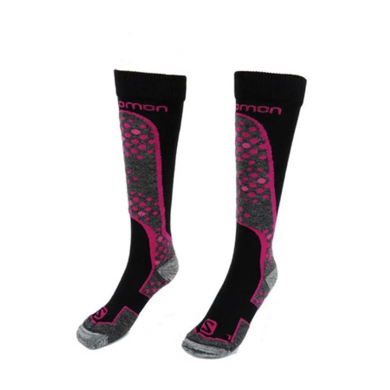 Hiking socks for outdoor forests-Salomon Unisex Ski Snowboard Socks - Black/Pink