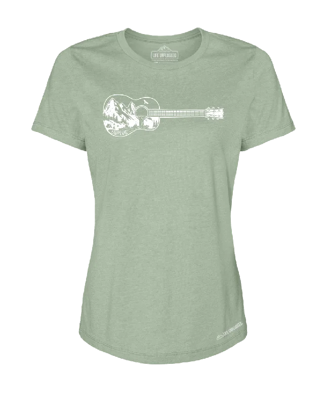 Hiking shirt tactical forest-Guitar Mountain Scene Women's T-Shirt