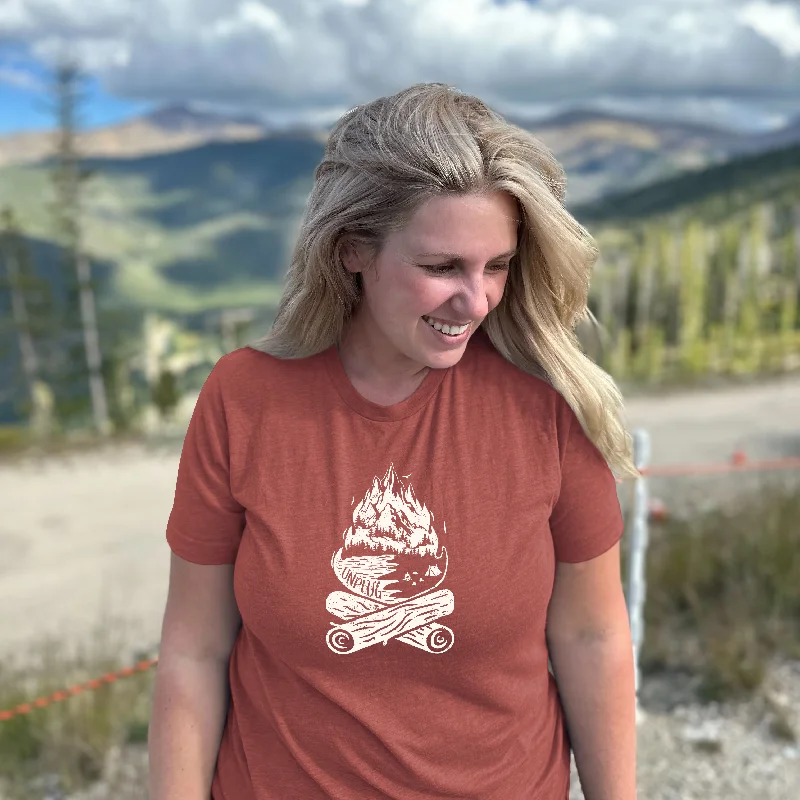 Hiking shirt eco-friendly performance-Campfire Mountain scene Triblend T-Shirt