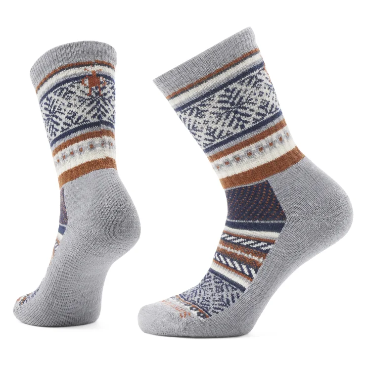 Hiking socks with smart fabric-Everyday Fair Isle Sweater Crew Sock - Light Gray