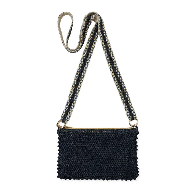 Climbing Bags suave style-Climbing-bags-for-ultra-light-travel-Crochet Bag With Lurex Strap - Navy