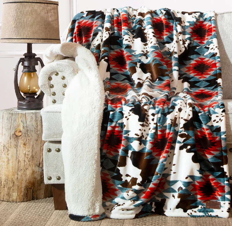 Throw Southwest Cowhide Plush