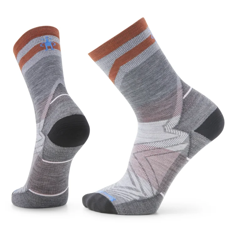 Hiking socks with bold patterns-Run Zero Cushion Mid Crew Pattern Sock - Medium Gray