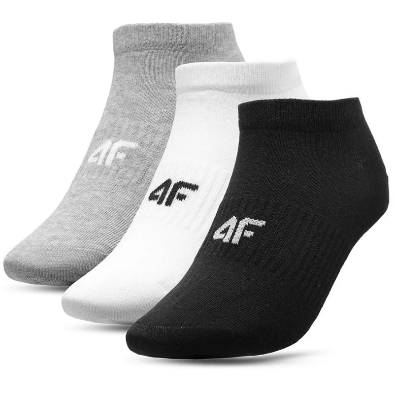 Hiking socks with trail shrubs-4F Womens Socks - Black/White/Gray