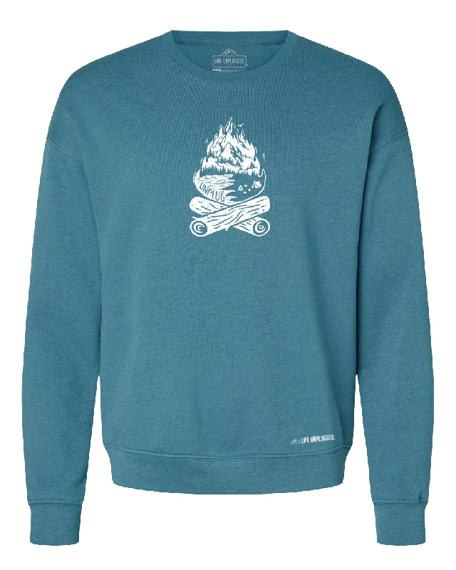 Hiking shirt summer trekking-Campfire Mountain Scene Midweight Super Soft Crewneck Sweatshirt