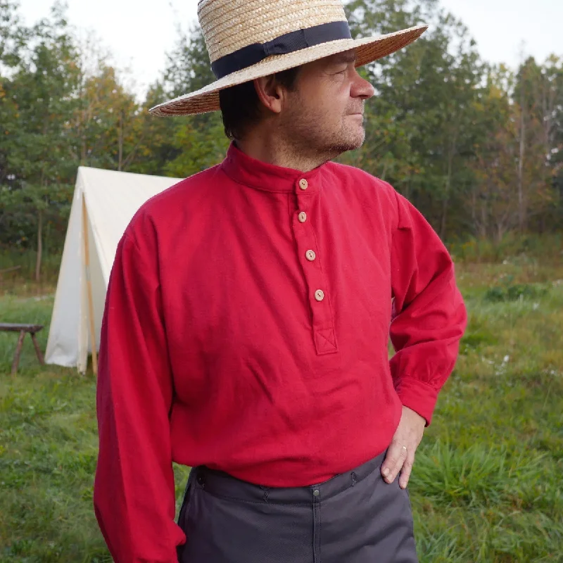 Hiking shirt breathable moisture-wicking-Red Flannel 19th Century Trade Shirt