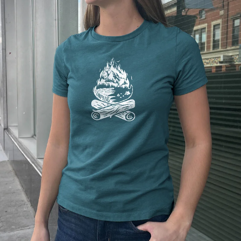 Hiking shirt spring desert-Campfire Mountain Scene Women's T-Shirt