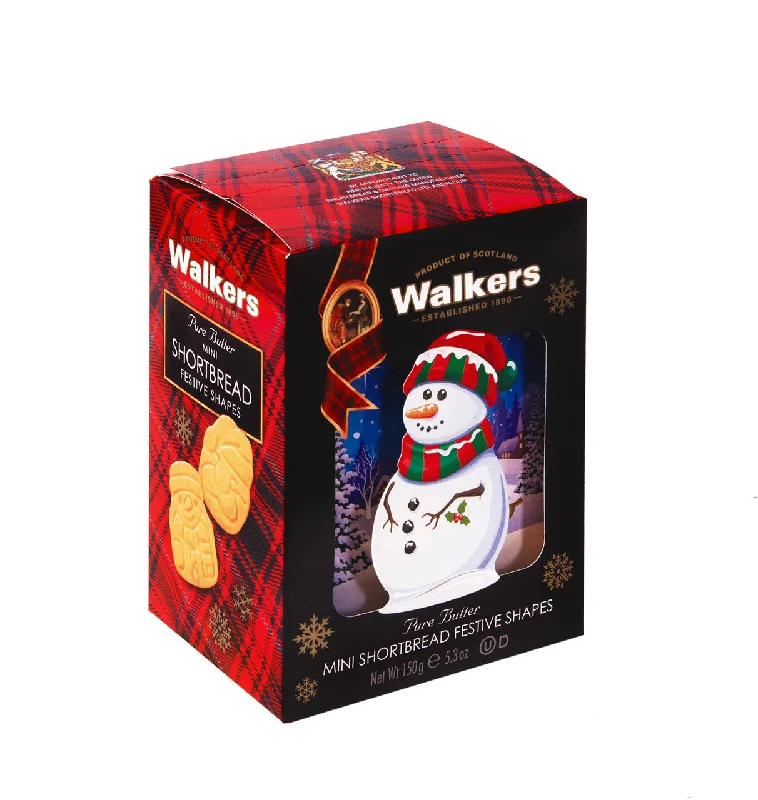 Hiking Shorts for map-based hikes-Mini Festive Shapes Snowman Shortbread Box