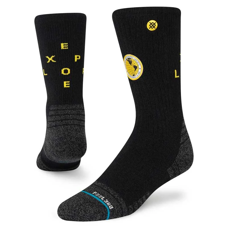 Hiking socks for outdoor stretches-Stance Unisex Exploration Crew Sock - Black