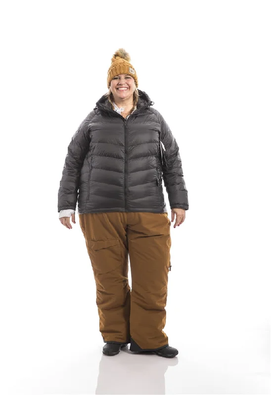 Hiking jackets sale-Hooded Powder Down Plus Size Jacket | Black