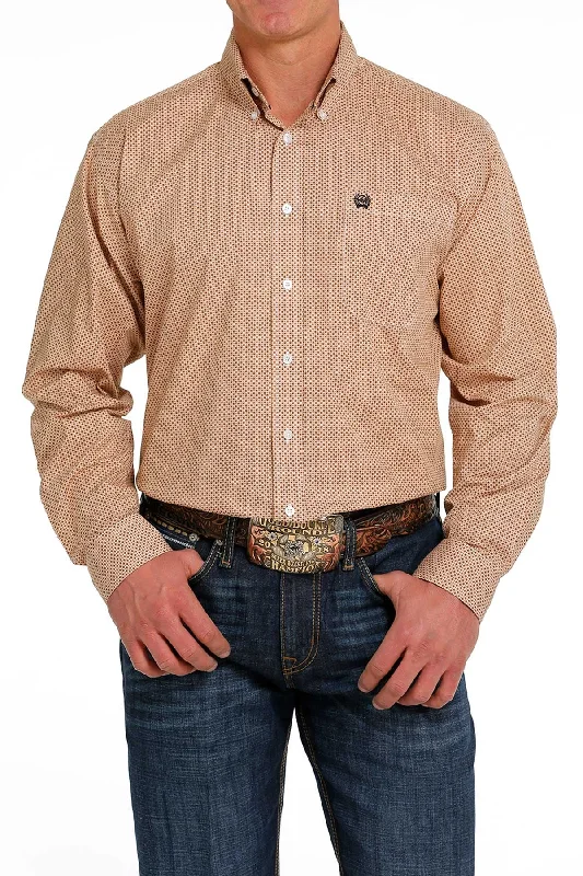 Hiking shirt tactical performance-Men's Geometric Print Button-Down Long Sleeve Western Shirt