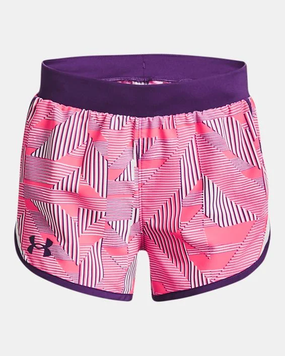 Hiking Shorts for late hikes-Girls' Ua Fly-by Printed Short