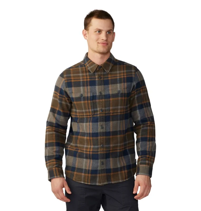 Hiking shirt fall forest-Men's Plusher Long Sleeve Shirt