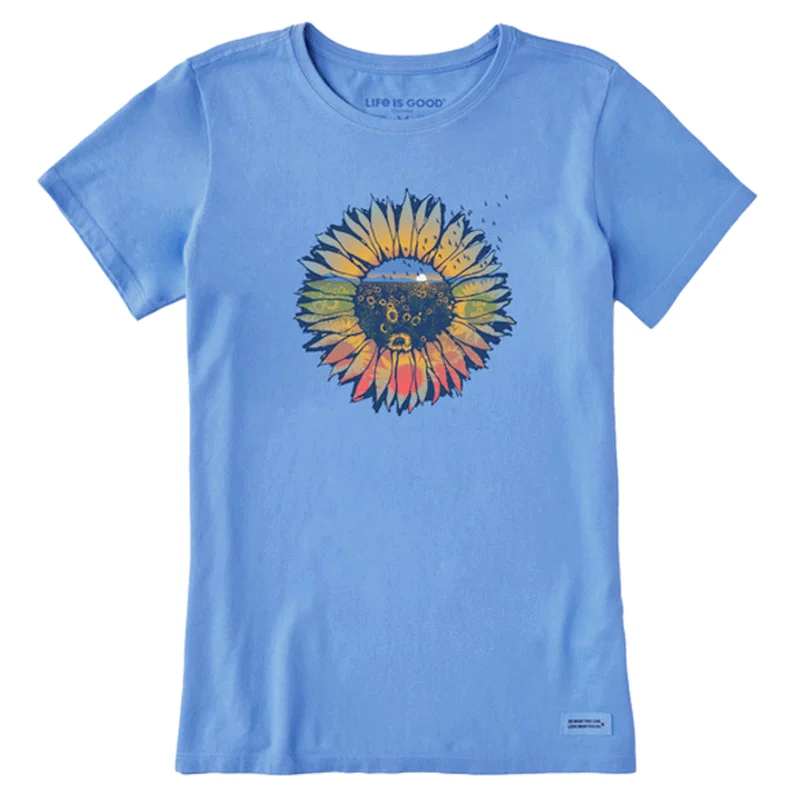 Hiking Shorts for forest trails-Women's Sunflowerscape Short Sleeve Tee