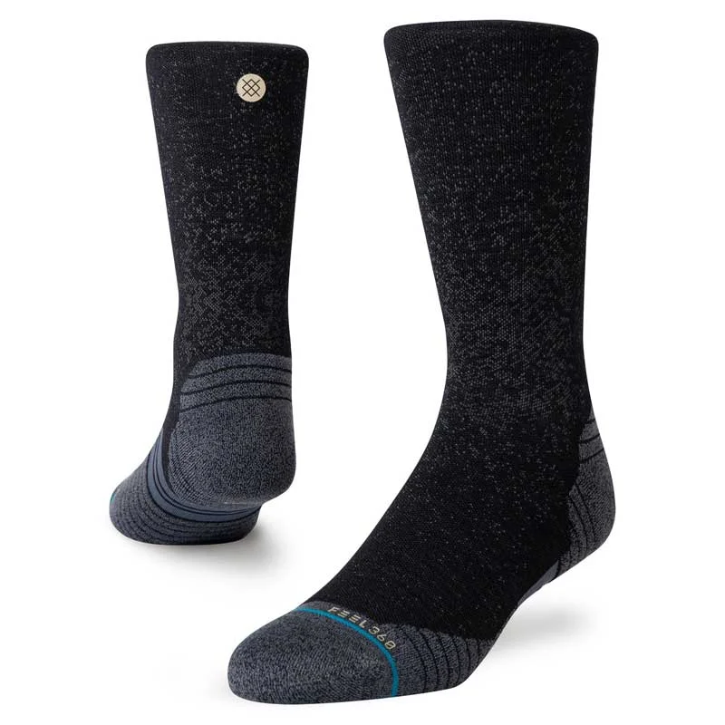 Hiking socks for outdoor detours-Stance Unisex Run Wool Crew Sock - Black