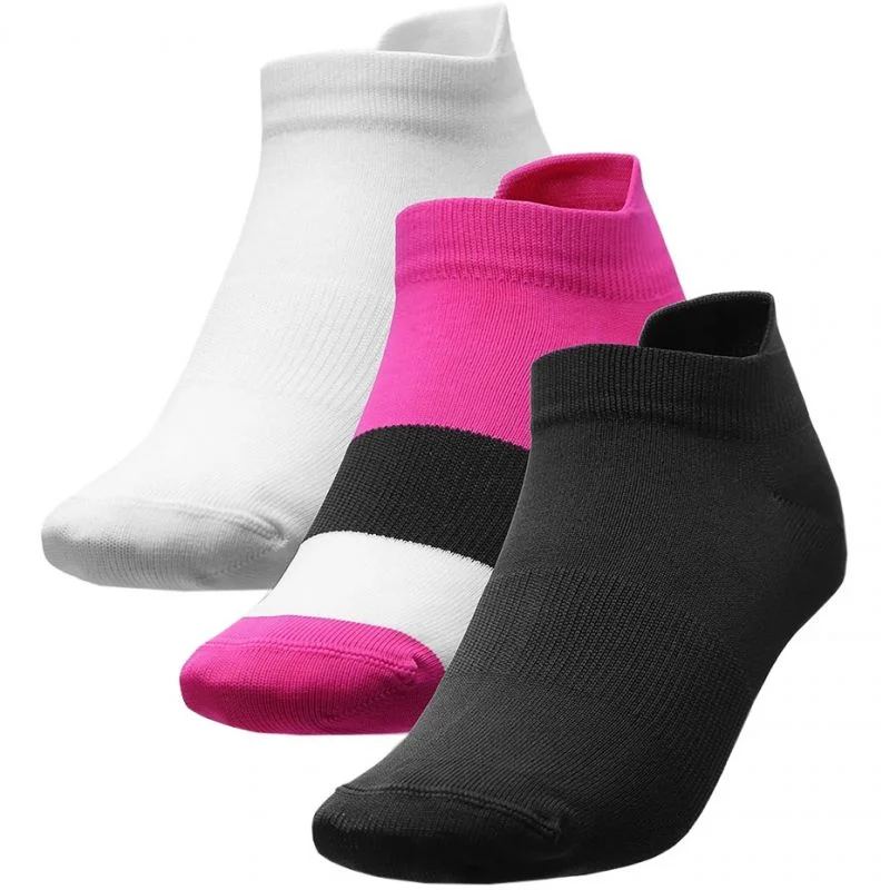 Hiking socks with trail gatherings-4F Womens Everyday Socks - Black/White/Fuchsia