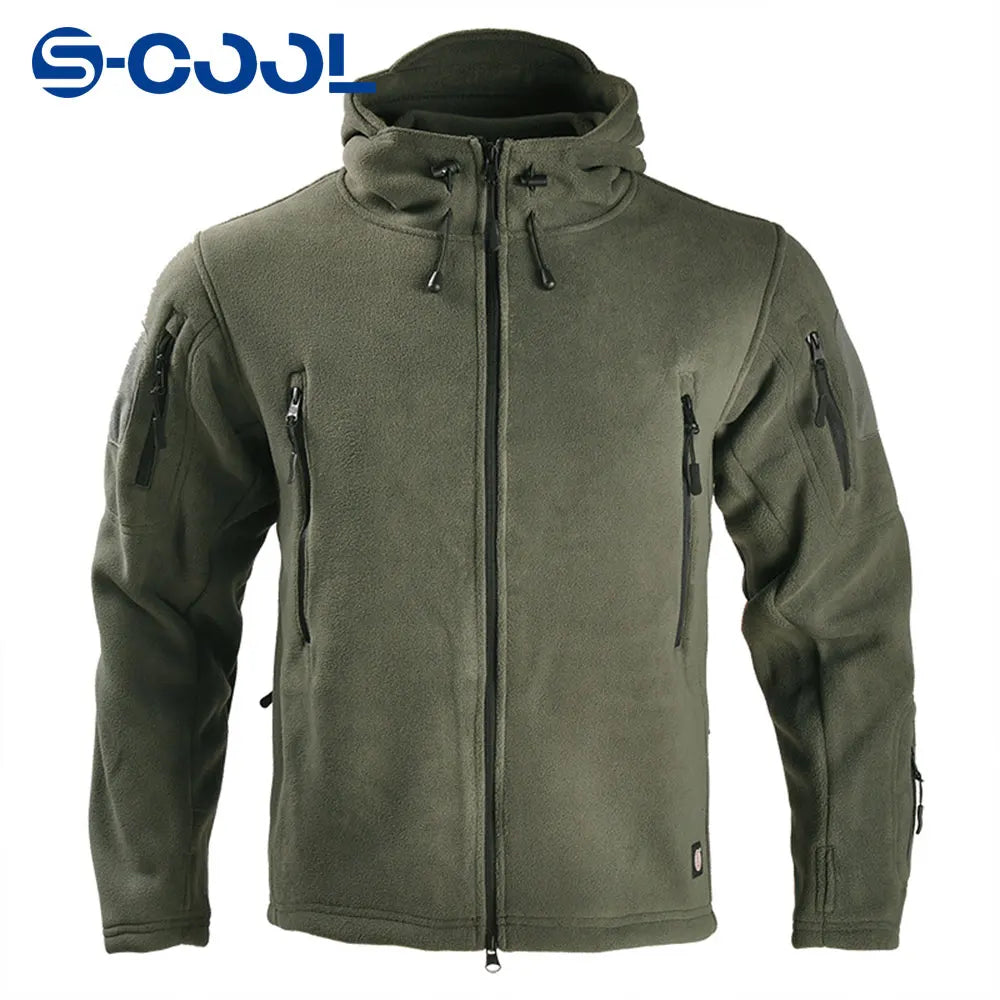 Hiking jackets packable gear-Men's Combat Jacket Winter Thermal Fleece Polar Hooded Coat