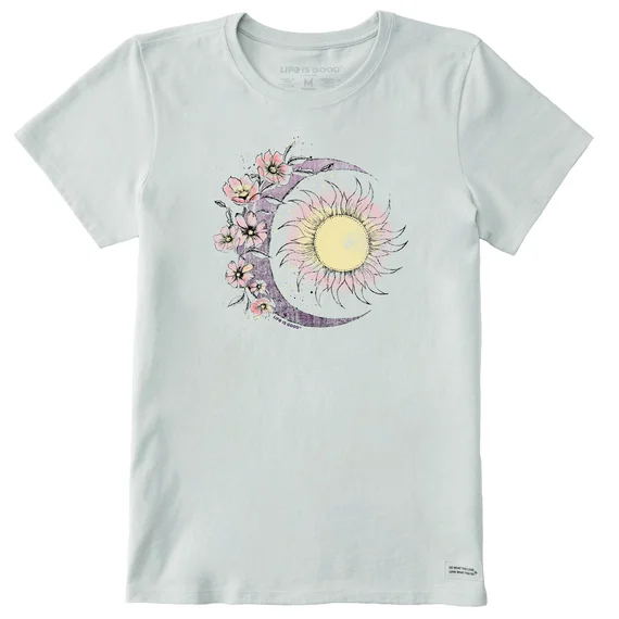 Hiking Shorts for popular trails-Women's Moon Flower Short Sleeve Tee