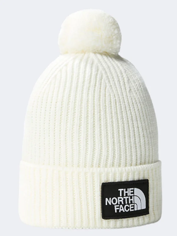 The North Face Logo Box Pom Unisex Lifestyle Beanie Gardenia White