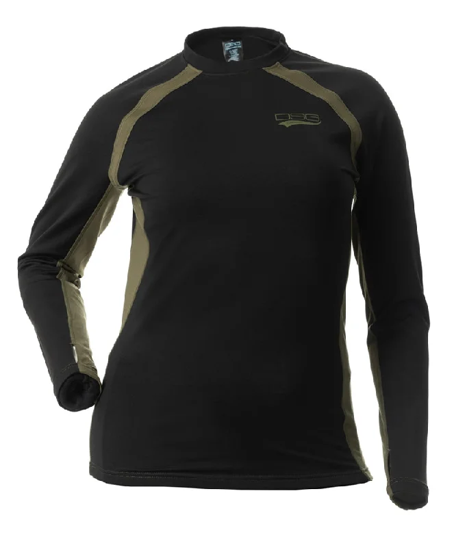 Hiking shirt pullover-DSG D-Tech Plus Size Crewneck Base Layer Shirt | Black/Olive