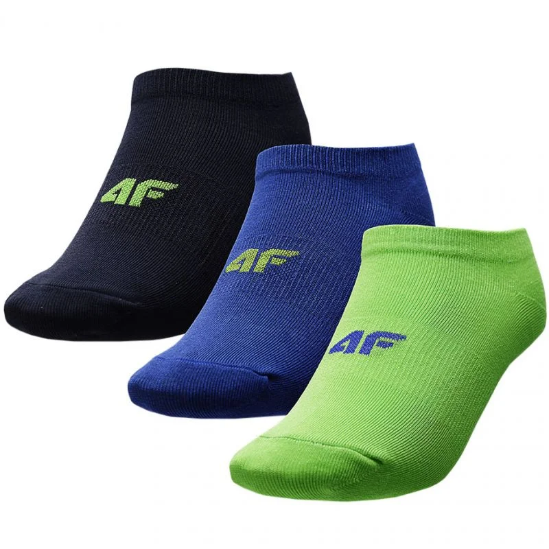 Hiking socks with trail stories-4F Junior Everyday Socks - Navy Blue/Blue/Lime