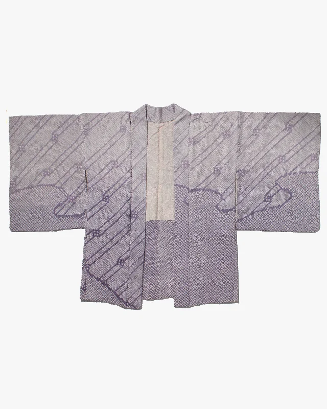 Hiking jackets online gear-Vintage Haori Jacket, Full Shibori, Lavender Abstract Lines