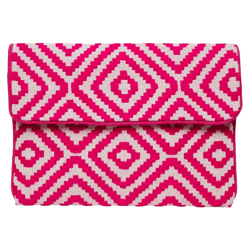 Climbing Bags spray-safe-Climbing-bags-with-rope-access-compartment-Woven Cotton Clutch Bag - Pink/White