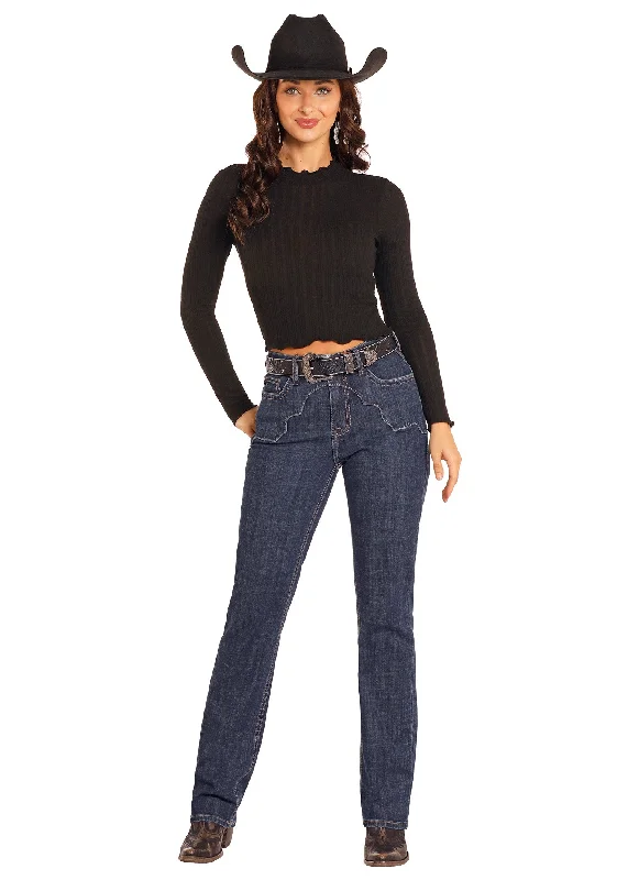 Western Yoke High Rise Modest Bootcut Jean - Dark Wash