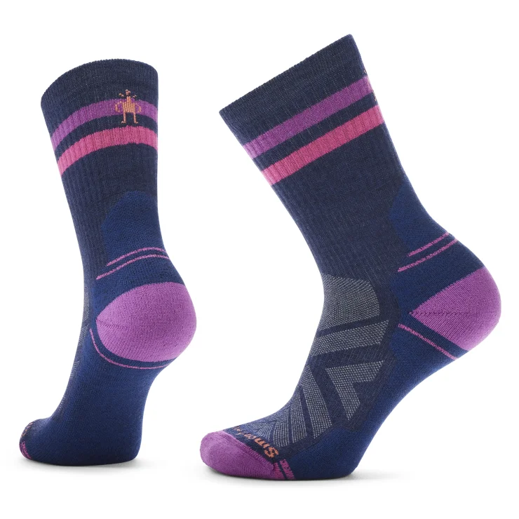 Hiking socks with starry nights-Women's Hike Light Cushion Tube Stripe Crew Sock - Deep Navy/Power Pink