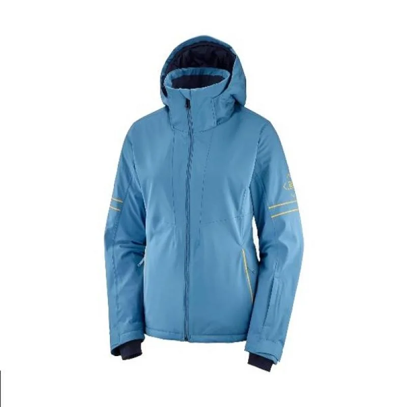 Hiking jackets gray sleek-Salomon The Brilliant Snowboard Womens Jacket - Blue