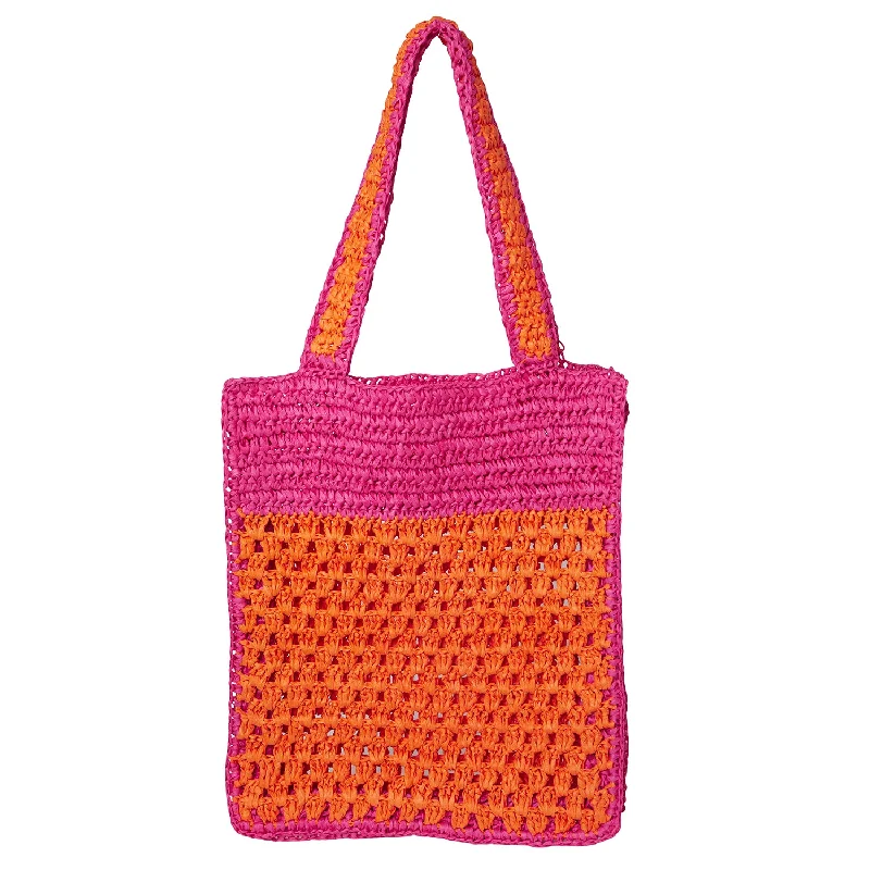 Climbing Bags minimal design-Climbing-bags-with-padded-gear-pocket-Crochet Paper Tote Bag - Pink/Red