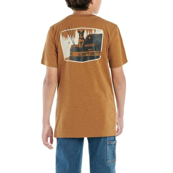 Hiking shirt quick-dry casual-Boy's Short Sleeve Fishing Dog T-shirt