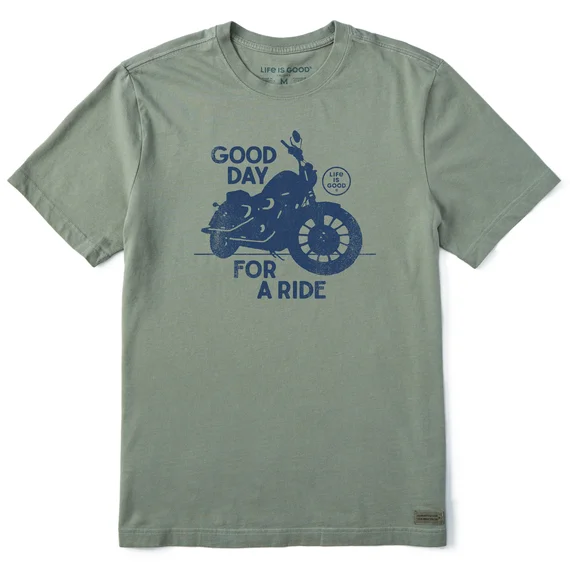 Hiking Shorts for history trails-Men's Good Day For A Ride Motorcycle Short Sleeve Tee