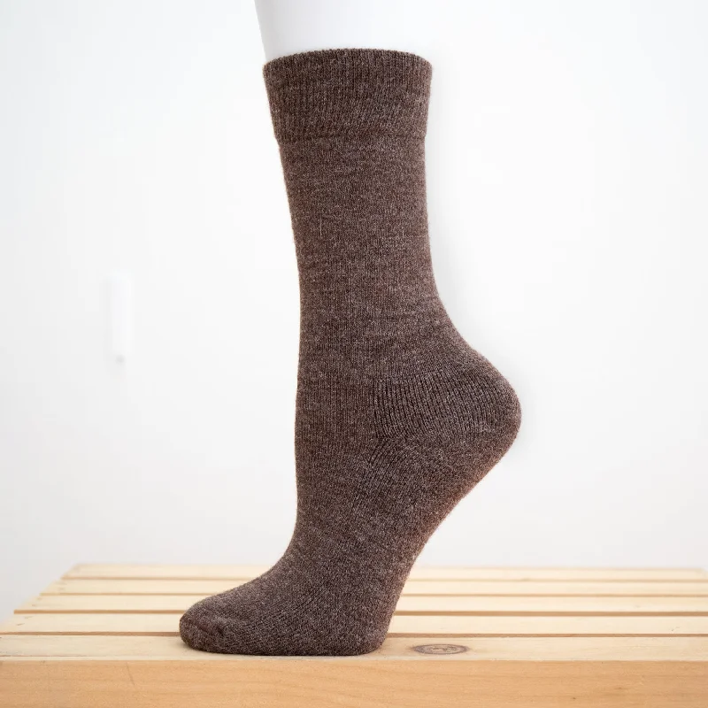 Hiking socks for digital comfort-Solid Colored Crew Alpaca Hiking Socks