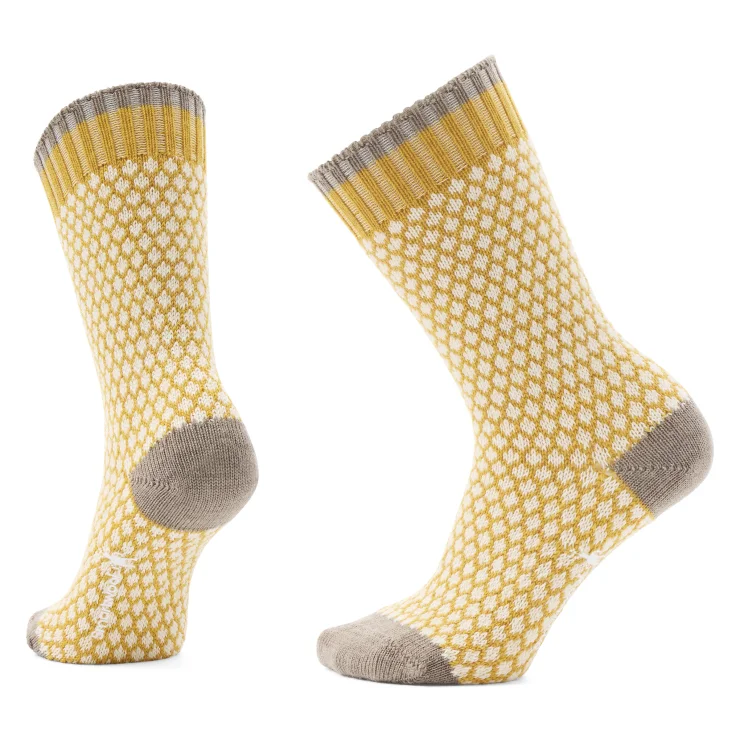 Hiking socks for social causes-Everyday Popcorn Polka Dot Crew Sock - Honey Gold