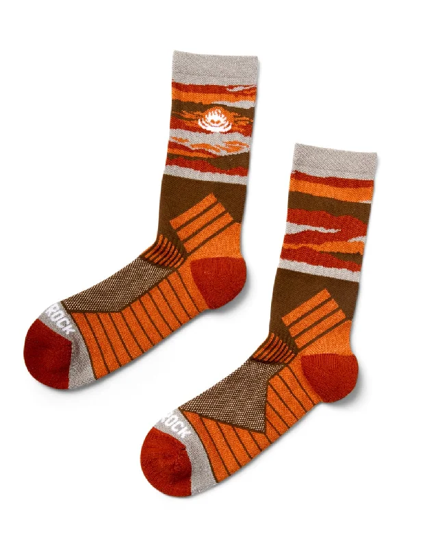 Hiking socks with rugged charm-Mountainscape Socks - Orange