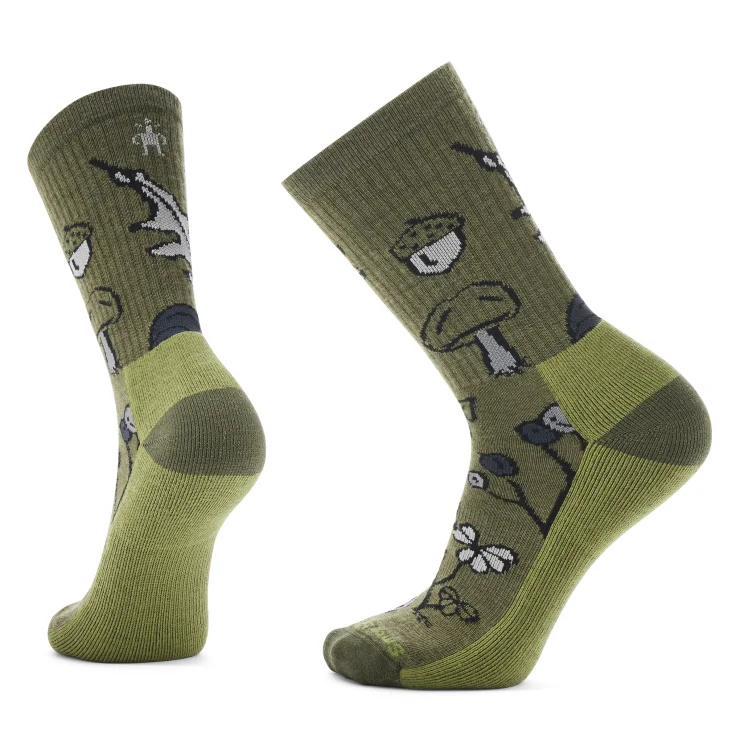 Hiking socks with workout comfort-Everyday Forest Loot Crew Sock - Black/Winter Moss