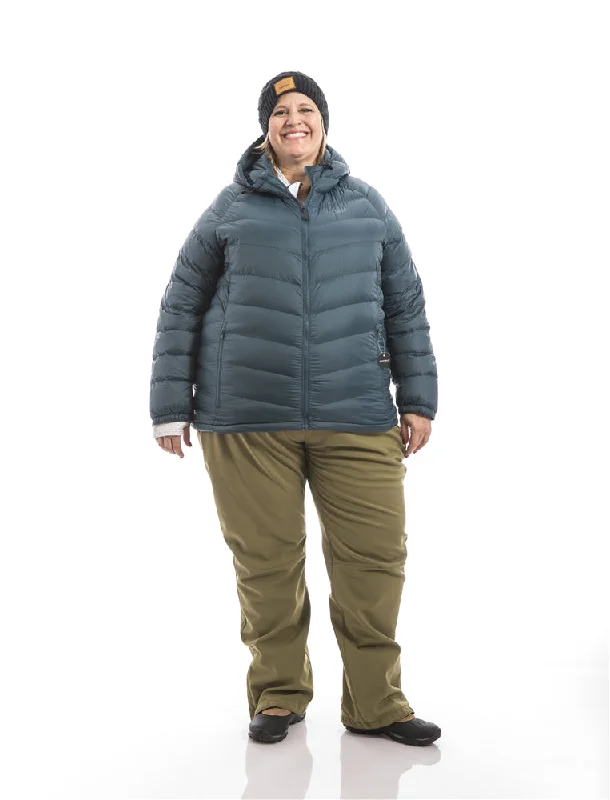 Hiking jackets bright-Hooded Powder Down Plus Size Jacket | Blue Lagoon