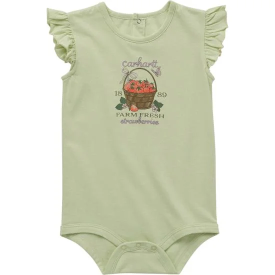 Hiking Shorts for daily wear-Girl's Short Sleeve Strawberry Bodysuit