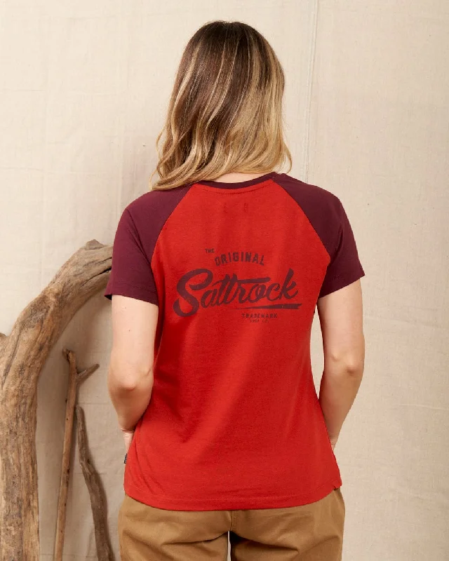 Hiking shirt pullover moisture-wicking-Trademark Original - Womens Recycled Raglan T-Shirt - Red