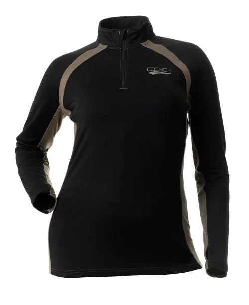 Forest hiking shirt quick-dry-DSG D-Tech Plus Size 1/4 Zip Base Layer Shirt | Black/Stone