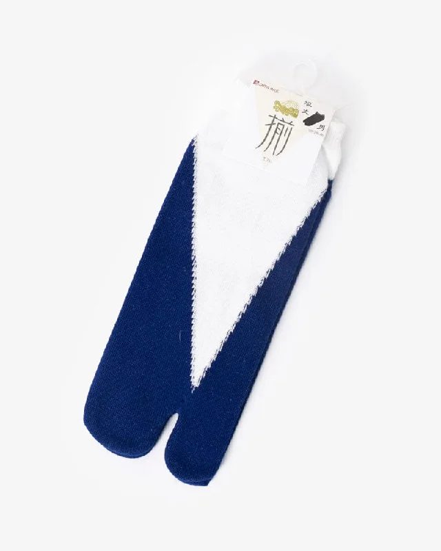 Hiking socks for outdoor boost-Wa Modern, Tabi Socks, Kasane-iro, White and Navy (M/L)